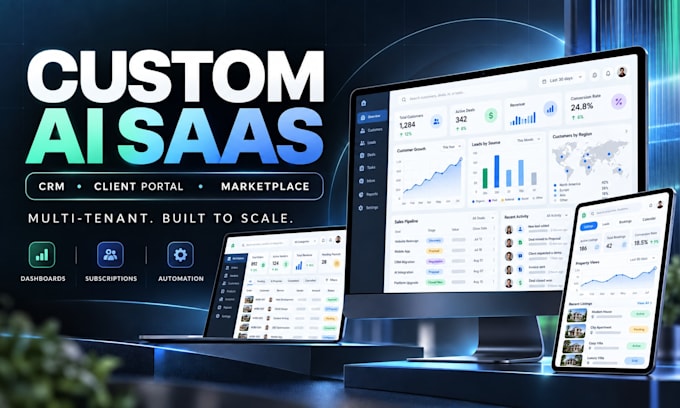 build custom ai saas crm, client portal or b2b marketplace saas web application