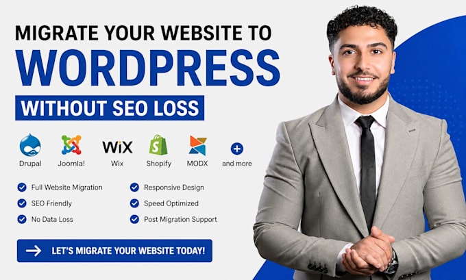 migrate drupal joomla wix modx shopify website to wordpress without SEO loss