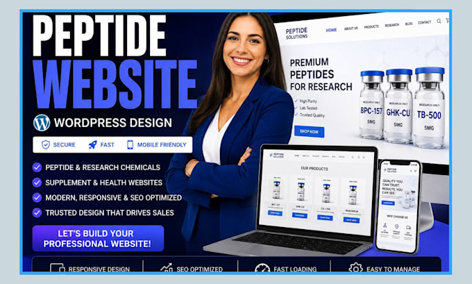 design a premium peptide website or research chemical wordpress website