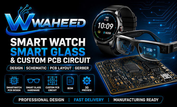 design smartwatch, smart glasses, wearable pcb and custom electronic circuit