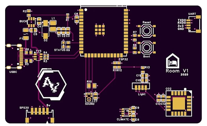 design esp32 sensor and automation pcb with schematic, pcb layout, gerber, bom