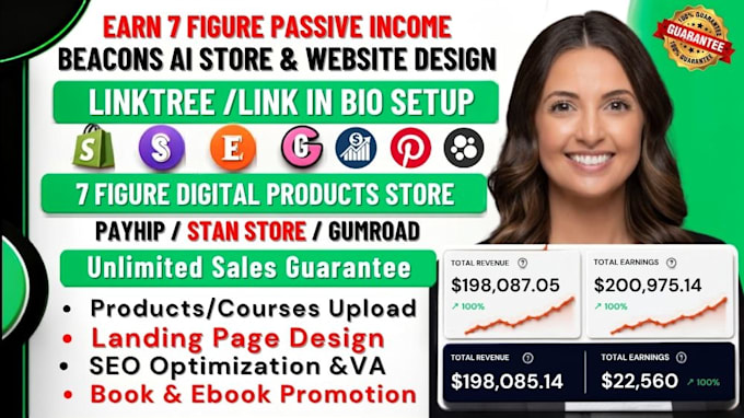 setup beacons ai digital store beacons ai website design linktree book promotion