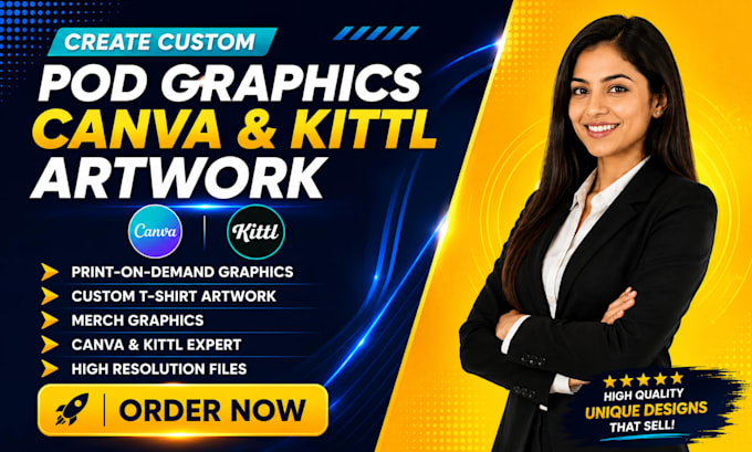 create custom pod design tshirt and pod graphics, artwork using kittl and canva