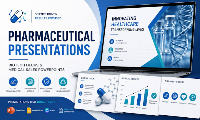 create pharmaceutical presentation, biotech deck and medical sales powerpoint