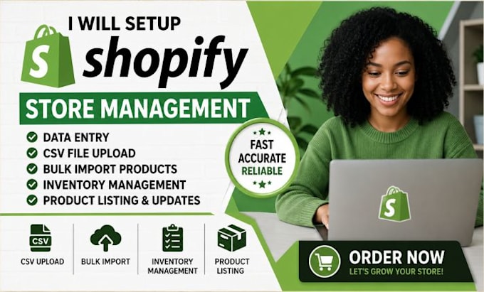 setup shopify store data entry csv file inventory management bulk import product