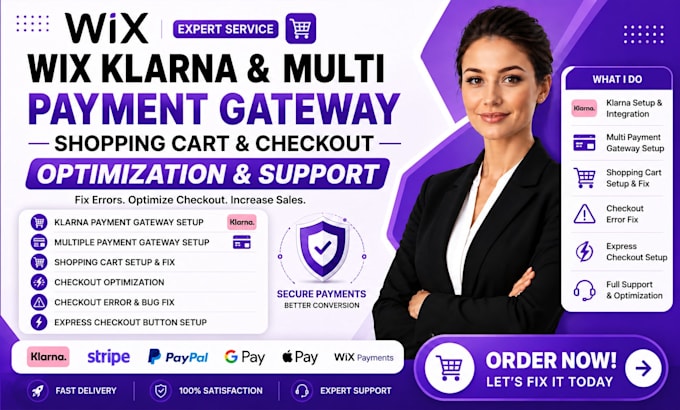 do wix klarma multi payment gateway shopping cart checkout optimization support