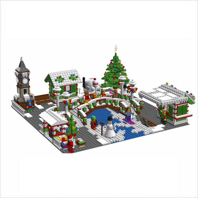 design custom christmas moc model winter village using bricklink studio file