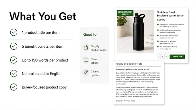 write natural english shopify product descriptions