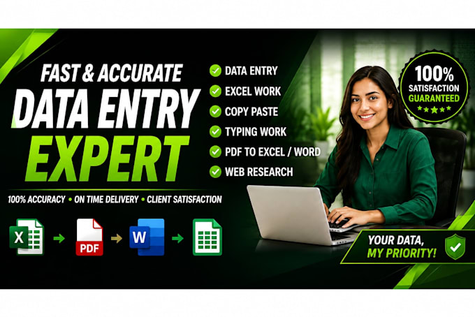 be your data entry expert for excel and word