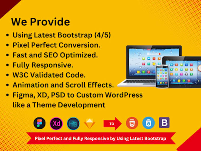 be front end developer figma to html css latest bootstrap 5