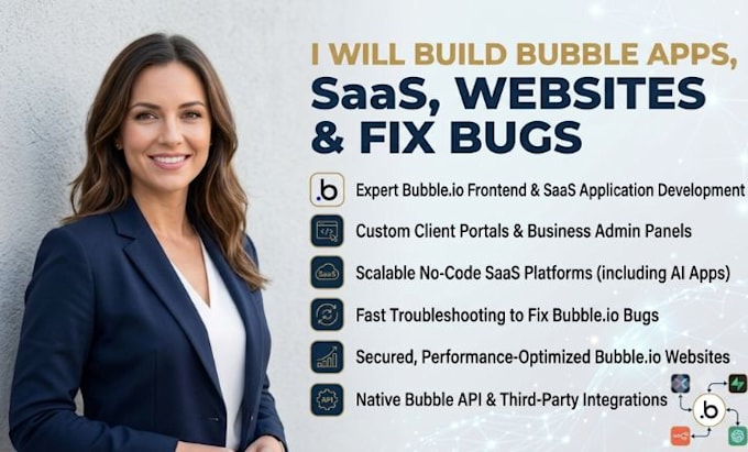 build bubble app, bubble saas, weweb app, webstudio site or fix bubble io bugs