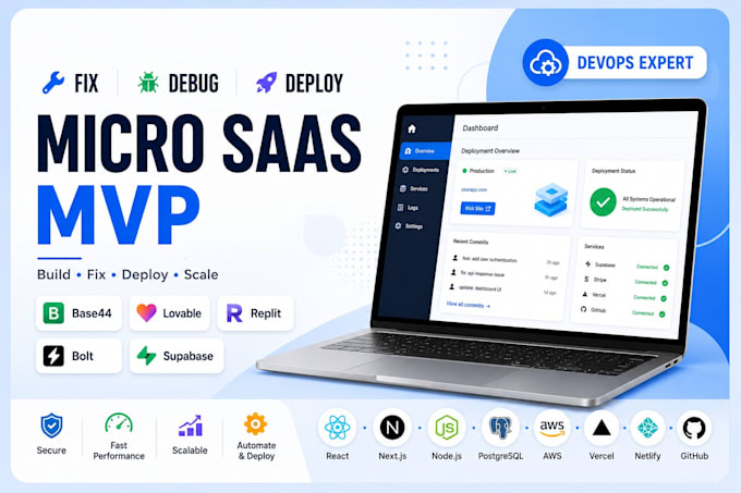 fix debug deploy micro saas mvp base44 lovable app replit bolt supabase devops
