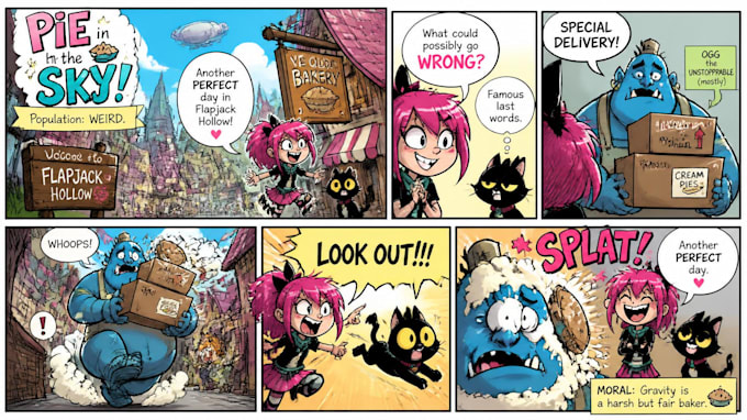 draw a cartoon comic strips, sketch and graphic novel