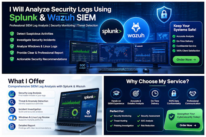 analyze security logs using splunk and wazuh siem