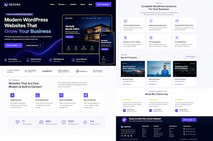 design wordpress website and web apps with divi elementor and bricks