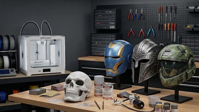 model 3d mask print and paint cosplay props 3d helmet