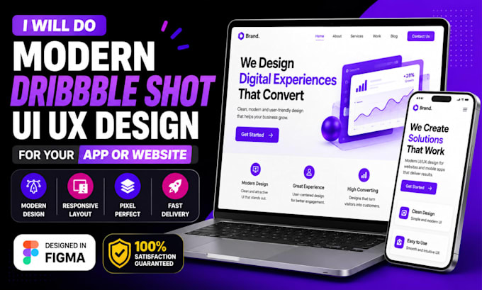 do modern dribbble shot UI UX design for your app or website