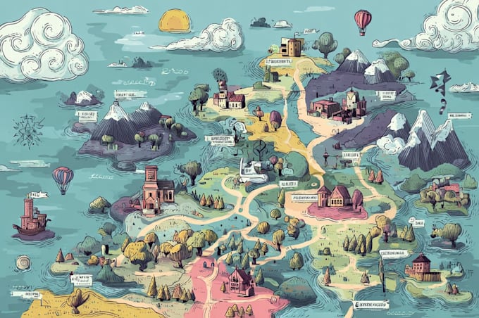 design a vector 2d flat or 3d isometric map