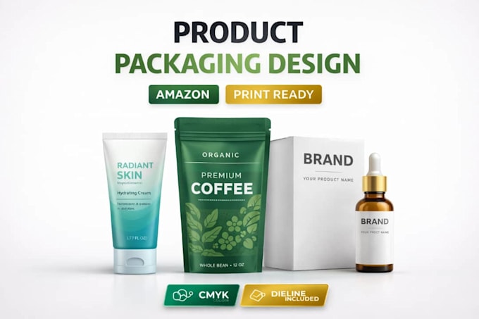 design product packaging, labels, pouch, jar, bottle, box packaging for brands
