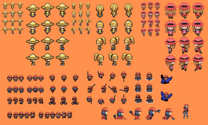 create custom pokemon trainer sprites, front, back, overworld for gen 3, 4, 5