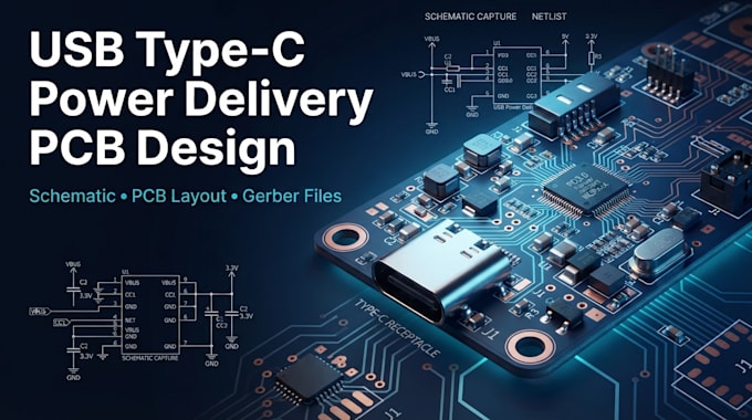 design custom usb type c power delivery pcb with schematic design