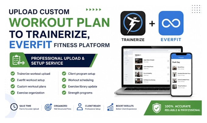 upload custom workout plan to trainerize, everfit fitness platform
