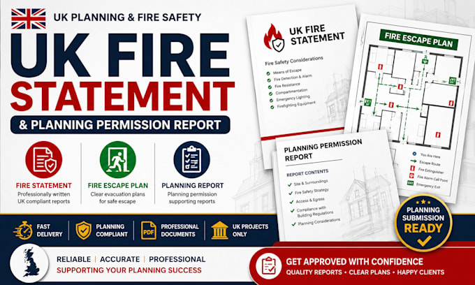 prepare a UK fire statement, fire escape plan and planning permission report