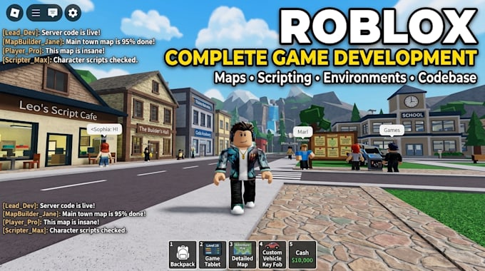 create, develop, full roblox game maps scripting environment and codebase error