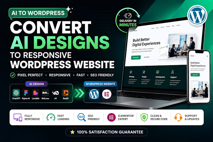 convert ai designs to a responsive wordpress website