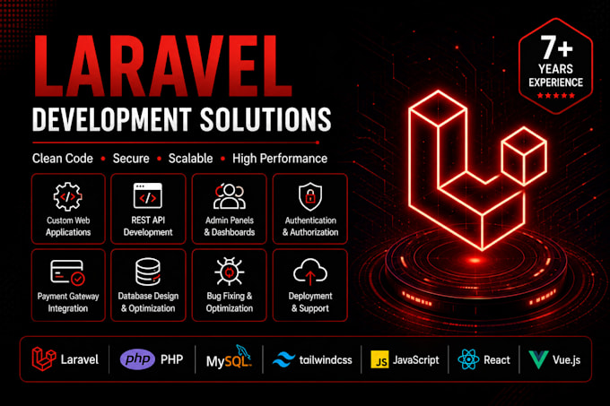 develop laravel web app rest API and admin panel