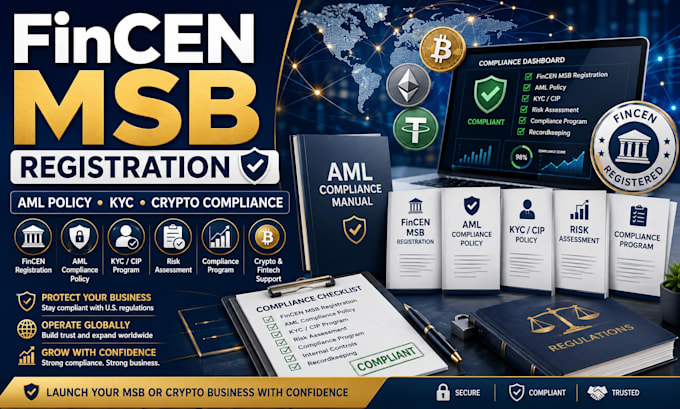 register your fincen msb, prepare aml policy, and crypto compliance documents