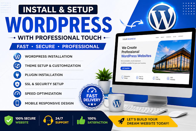 install and setup wordpress with professional theme, plugins and SSL