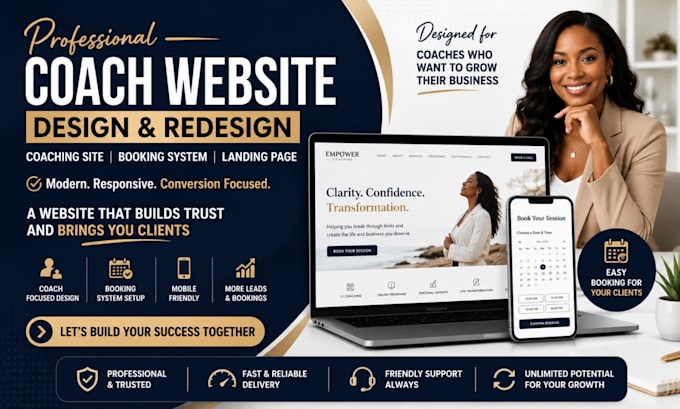 coach website design redesign coaching booking system coach landing page design