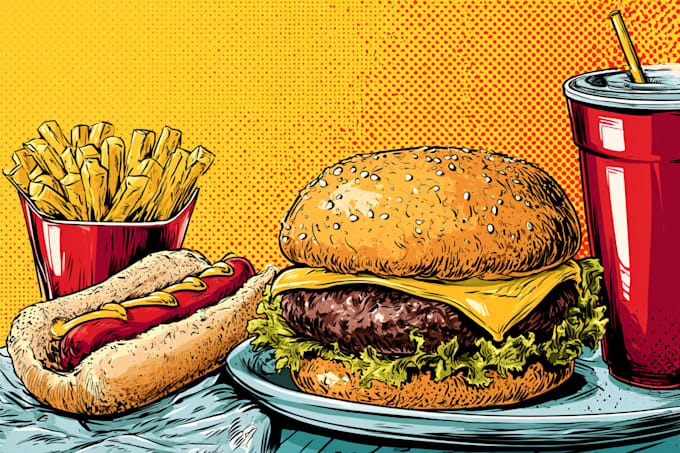 draw a food pop art illustration