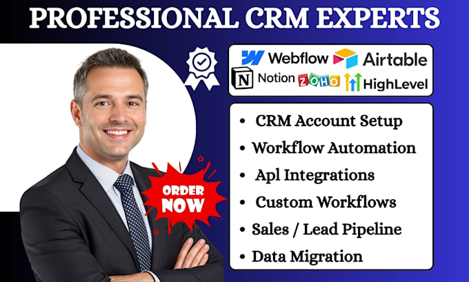 setup notion gohighlevel zoho crm airtable automation webflow zapier integration