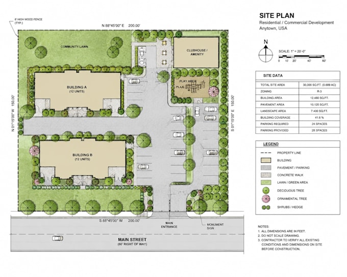 2d landscape site plans, plot map, subdivision lots and real estate plans