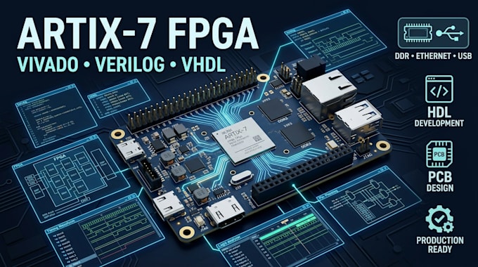 design artix 7 fpga development board using vivado verilog vhdl pcb