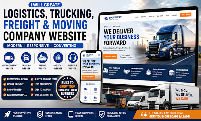 create logistics website, trucking website, freight website, moving company