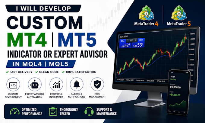 develop custom mt4 mt5 indicator or expert advisor in mql4 mql5