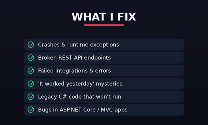fix bugs and rescue your broken asp net or c sharp application