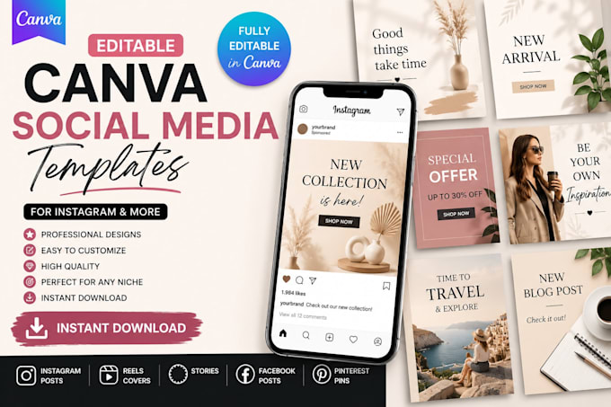 provide editable canva social media templates for instagram
