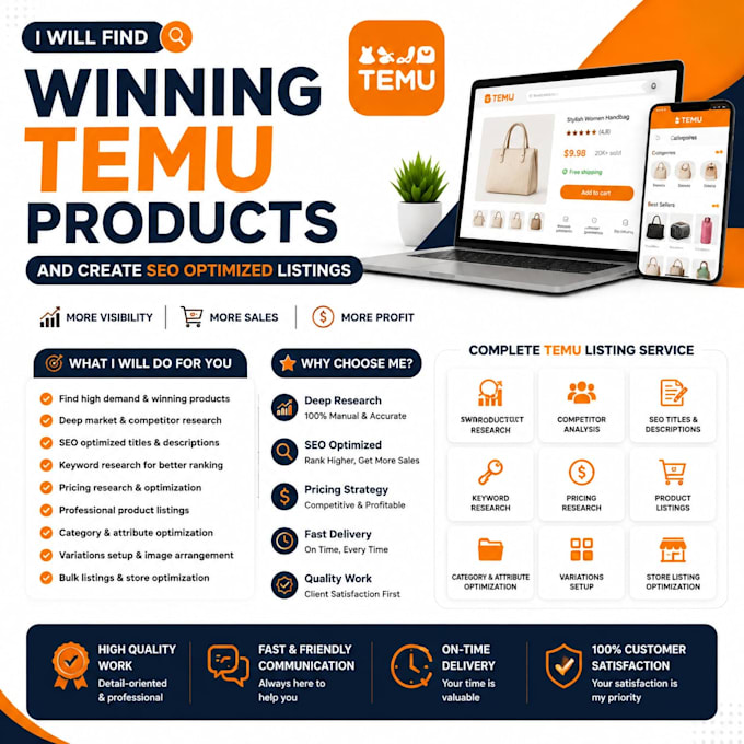 find winning temu products and create SEO listings