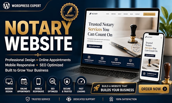 design a professional notary public website in wordpress