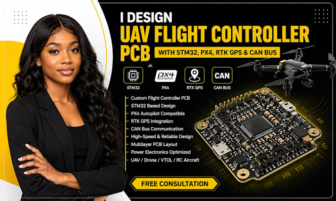 design uav flight controller pcb with stm32 px4 rtk gps and can bus