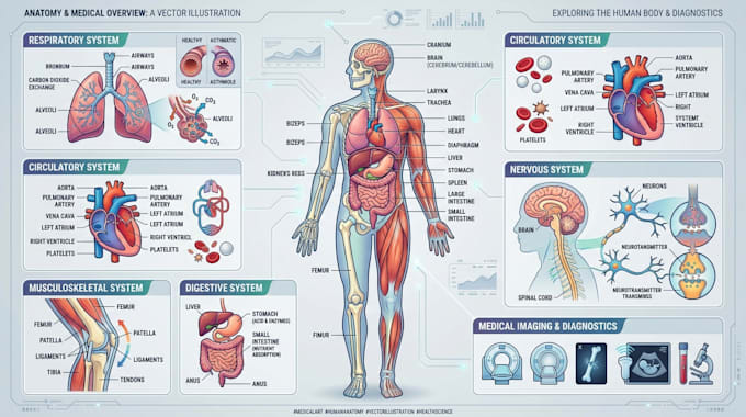 draw anatomy and medical vector illustration
