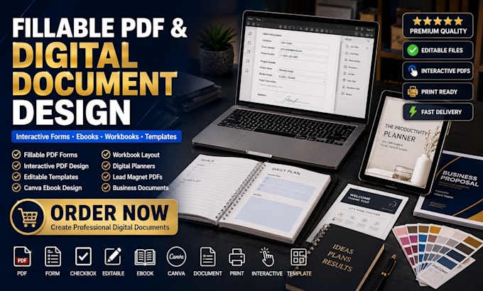 create fillable PDF forms interactive ebooks workbooks, canva designs digital ai