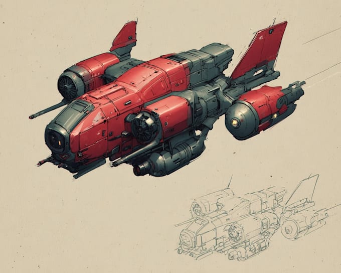 draw high quality spaceship concept