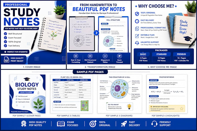 create professional study notes and PDF notes