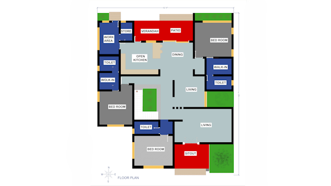 draw professional 2d floor plan in autocad with dimensions