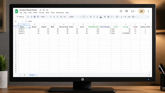 create automated school madrasa result sheet with dashboard